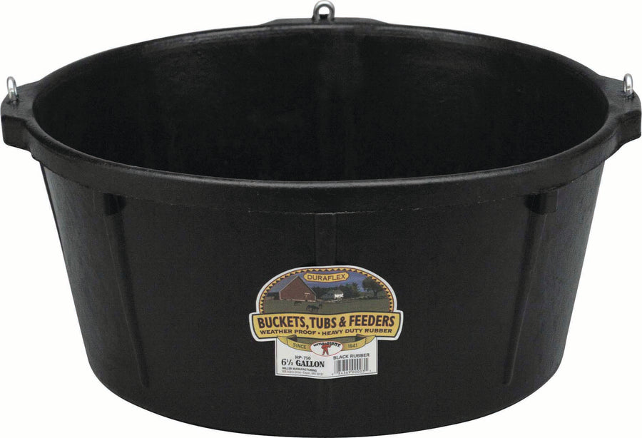 Little Giant Rubber Feeder Tub W/Hooks, Black, 6.5 gal - Tubs