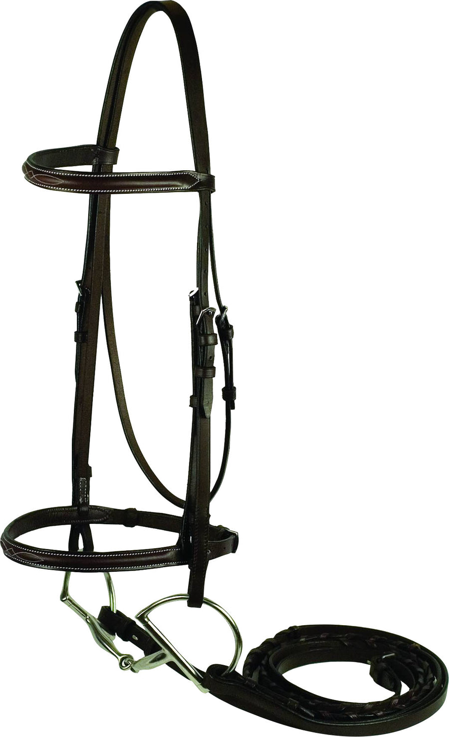 Gatsby Fancy Stitched Raised English Bridle, Havana, Pony - English Bridles