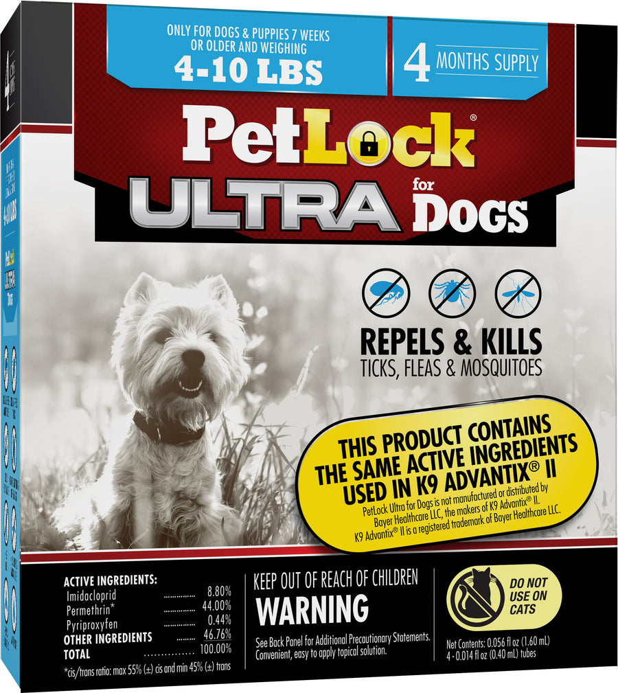 Petlock Ultra Flea & Tick Control for Dogs, 5-10 lb-4 pk - Topicals