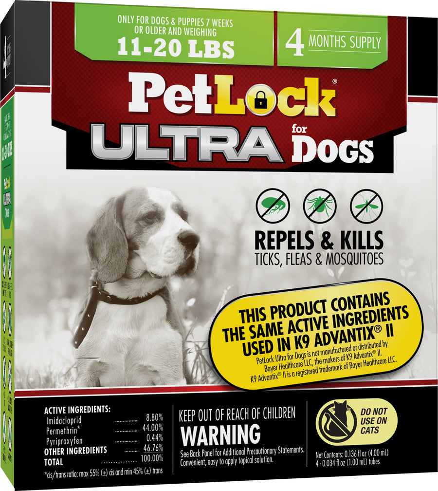Petlock Ultra Flea & Tick Control for Dogs, 11-20 lb-4 pk - Topicals
