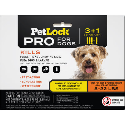 Petlock Pro Flea & Tick Control for Dogs, 5-22 lb-4 pk - Topicals