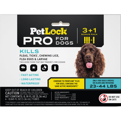 Petlock Pro Flea & Tick Control for Dogs, 23-44 lb-4 pk - Topicals