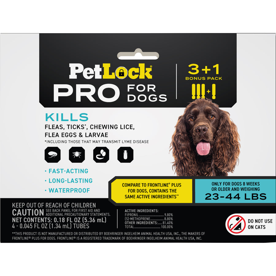 Petlock Pro Flea & Tick Control for Dogs, 23-44 lb-4 pk - Topicals