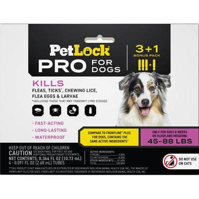Petlock Pro Flea & Tick Control for Dogs, 45-88 lb-4 pk - Topicals