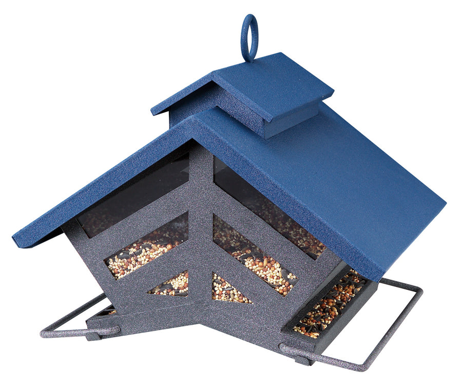 Audubon Chalet Wild Bird Feeder, Blue, 4 lb Cap - Novelty/Designer