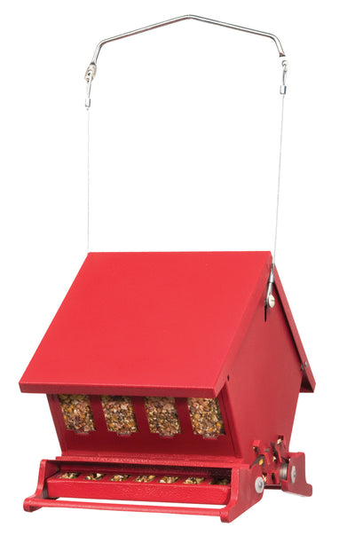 Mini Absolute Squirrel-Resistant Feeder, Red, 4 lb Cap - Squirrel Proof All Metal Feeder