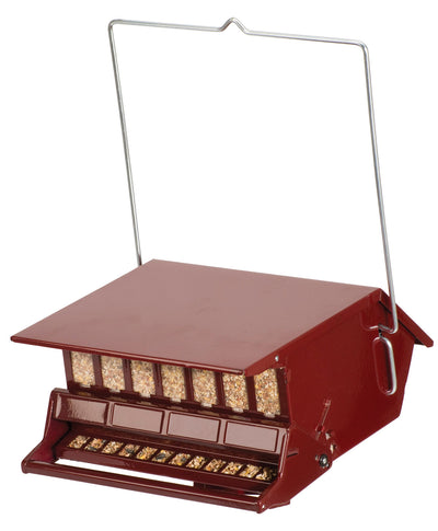 Audubon Bird's Delight Squirrel-Resistant Feeder, Red, 9 lb - Squirrel Proof All Metal Feeder
