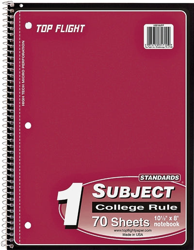 Top Flight WB705PFW Series 4510821 College Rule Notebook