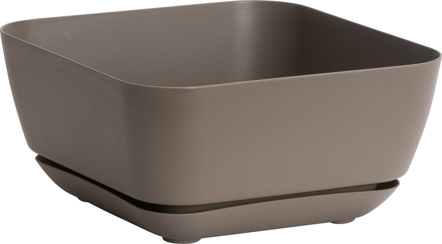 Novelty Garden Planter W/Attached Tray, Taupe, 12 in - Planters Specialty