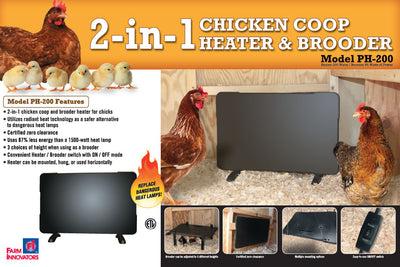 Farm Innovators 2-in-1 Chicken Coop Heater and Brooder, Black