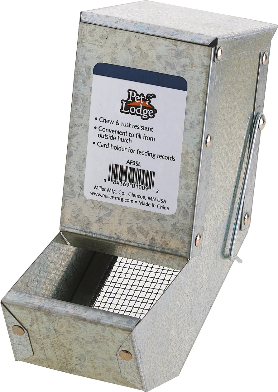 Pet Lodge Galvanized Feeder W/Sifter Bottom & Lid, 3 in - Hay Feeders