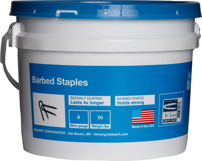 Bekaert Barbed Fence Staple Bezinal Coated Bucket, 8 ga-1.25 in-50 lb - Staples