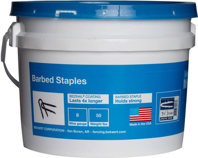 Bekaert Barbed Fence Staple Bezinal Coated Bucket, 8 ga-1.50 in-50 lb - Staples