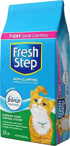 Fresh Step Premium Non-Clumping Clay Litter W/Febreze, 21 lb