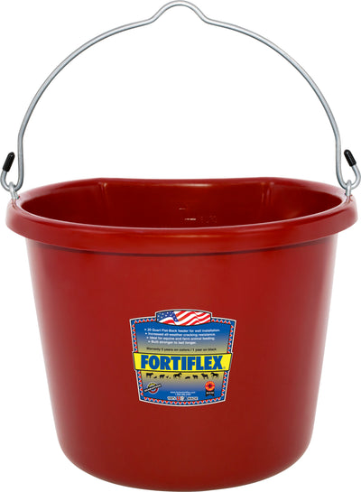 Fortiflex Economy Flat Back Bucket, Red, 20 qt - Buckets Flatback