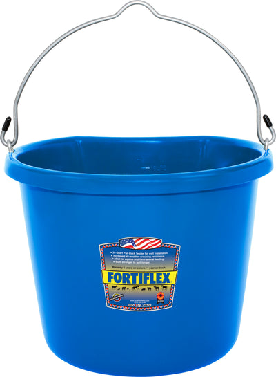 Fortiflex Economy Flat Back Bucket, Blue, 20 qt - Buckets Flatback