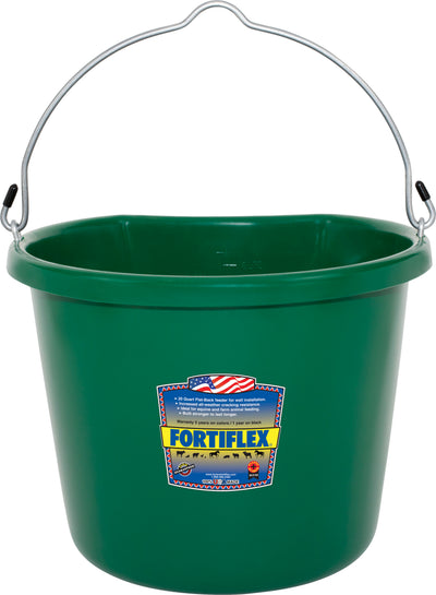 Fortiflex Economy Flat Back Bucket, Green, 20 qt - Buckets Flatback