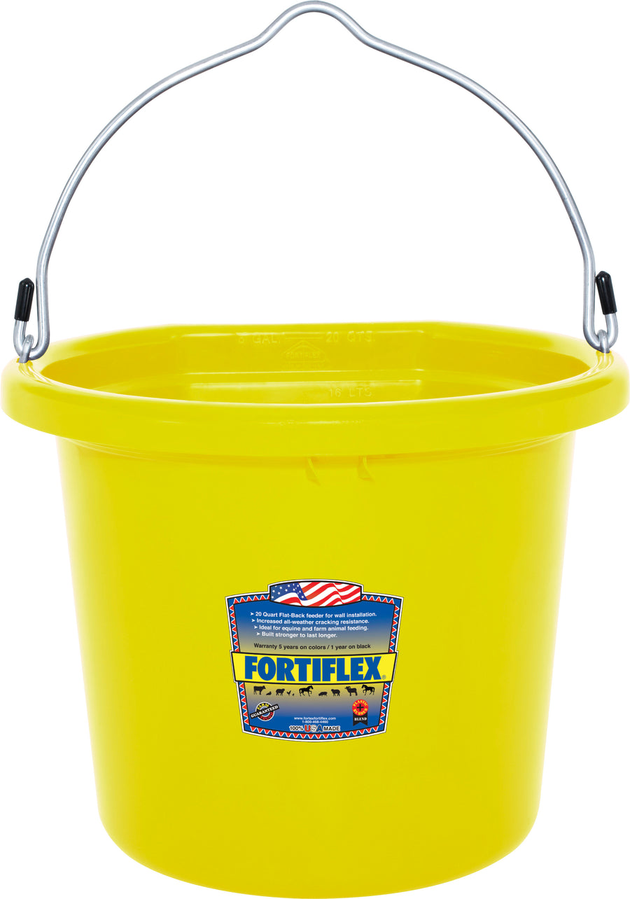 Fortiflex Flat Back Bucket, Mellow Yellow, 20 qt - Buckets Flatback