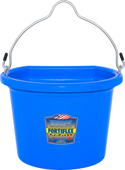 Fortiflex Flat Back Bucket, Sky Blue, 8 qt - Buckets Flatback