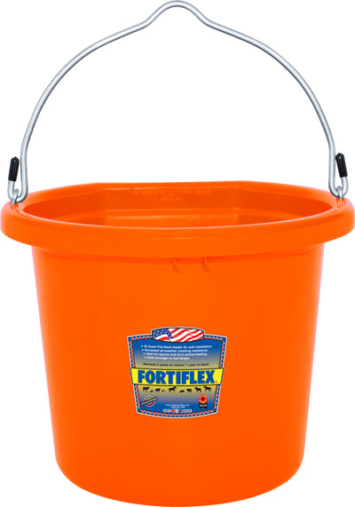 Fortiflex Flat Back Bucket, Tangerine, 20 qt - Buckets Flatback