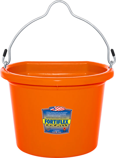 Fortiflex Flat Back Bucket, Tangerine, 8 qt - Buckets Flatback