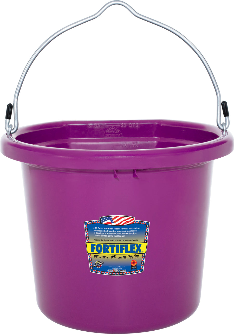 Fortiflex Flat Back Bucket, Vivid Violet, 20 qt - Buckets Flatback