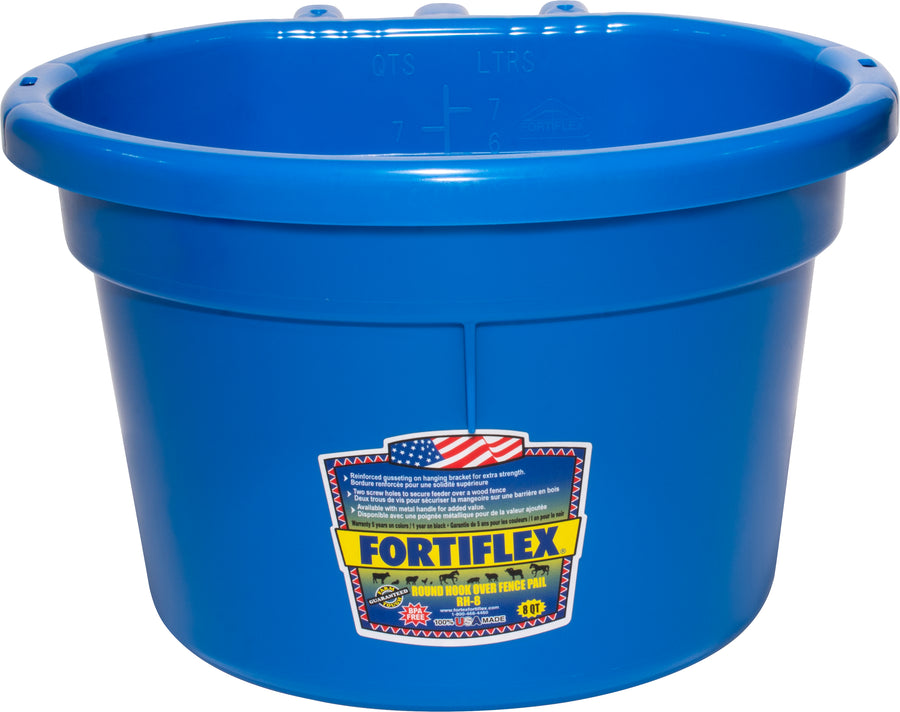 Fortiflex Round Over the Fence Pail, Blue, 8 qt - Buckets Over the Fence