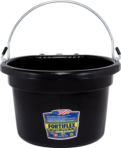 Fortiflex Round Over the Fence Pail with Handle, Black, 8 qt - Buckets Over the Fence