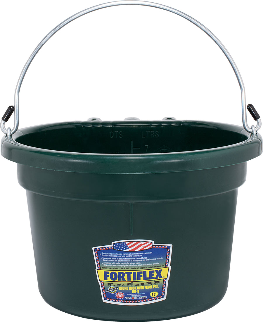 Fortiflex Round Over the Fence Pail with Handle, Hunter, 8 qt - Buckets Over the Fence