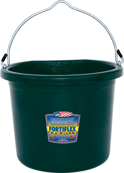 Fortiflex Flat Back Bucket, Hunter, 24 qt - Buckets Flatback