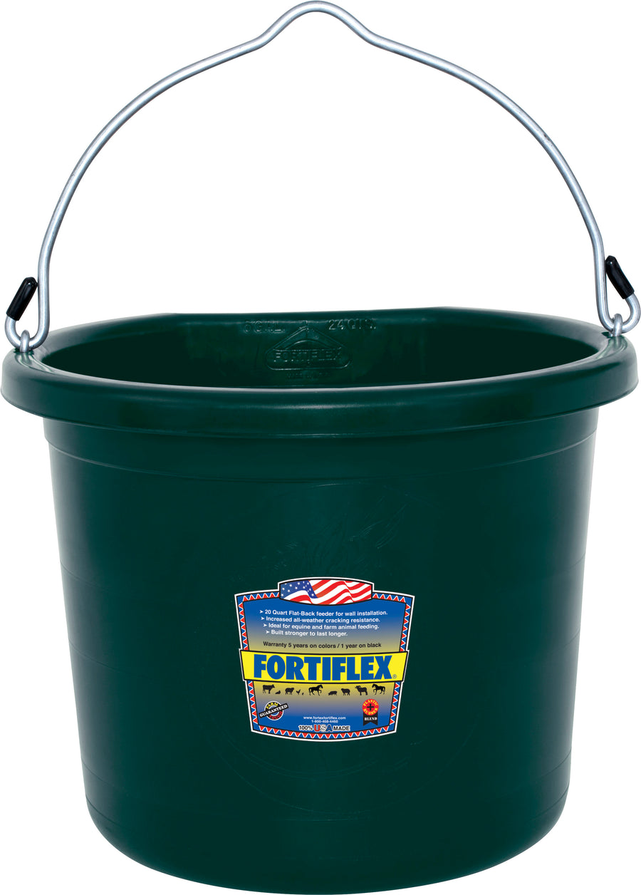 Fortiflex Flat Back Bucket, Hunter, 24 qt - Buckets Flatback