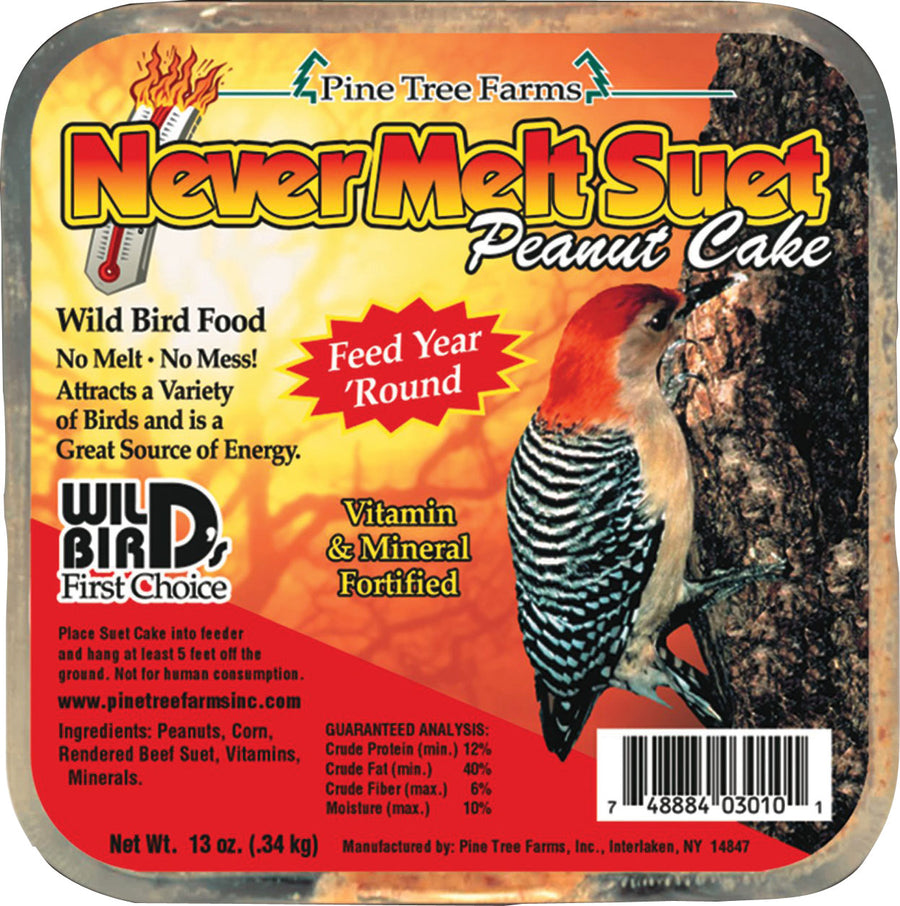 Pine Tree Farms Never Melt Suet Cake, Peanut, 13 oz - Suet Cakes No Melt