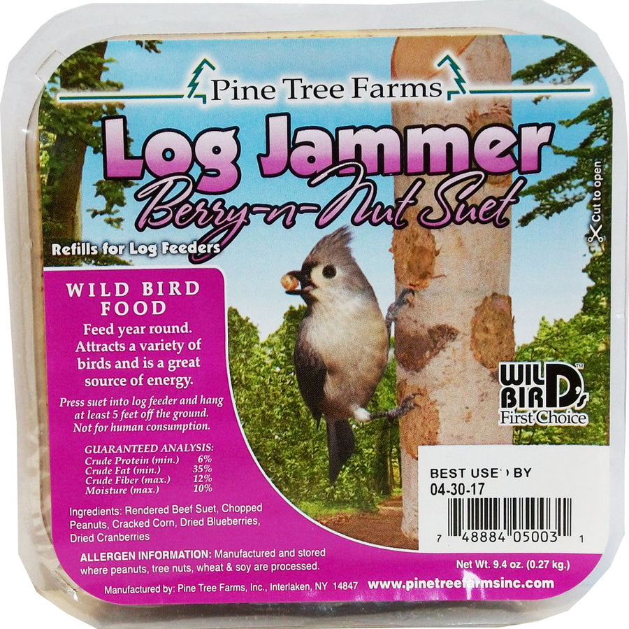Pine Tree Farms Log Jammer Suet Plugs, Berry Nut, 9.4 oz-3 pk - Suet Plugs/Pellets/Nuggets