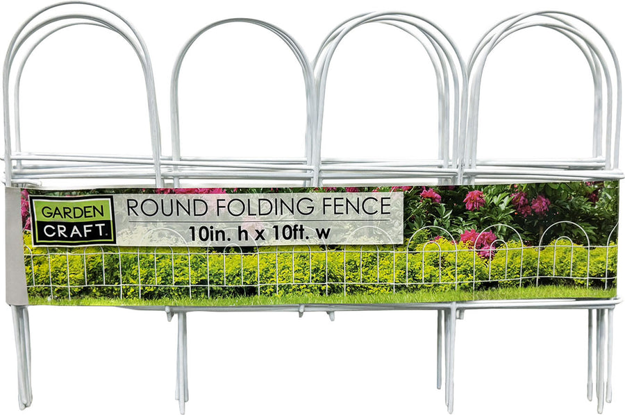 Garden Zone Gard'n Border Round Folding Border Fence, White, 10 in x 10 ft - Decorative