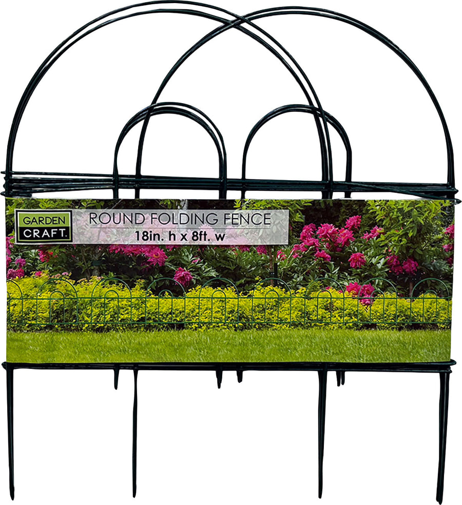 Garden Zone Round Folding Fence, Green, 18 in x 8 ft - Decorative