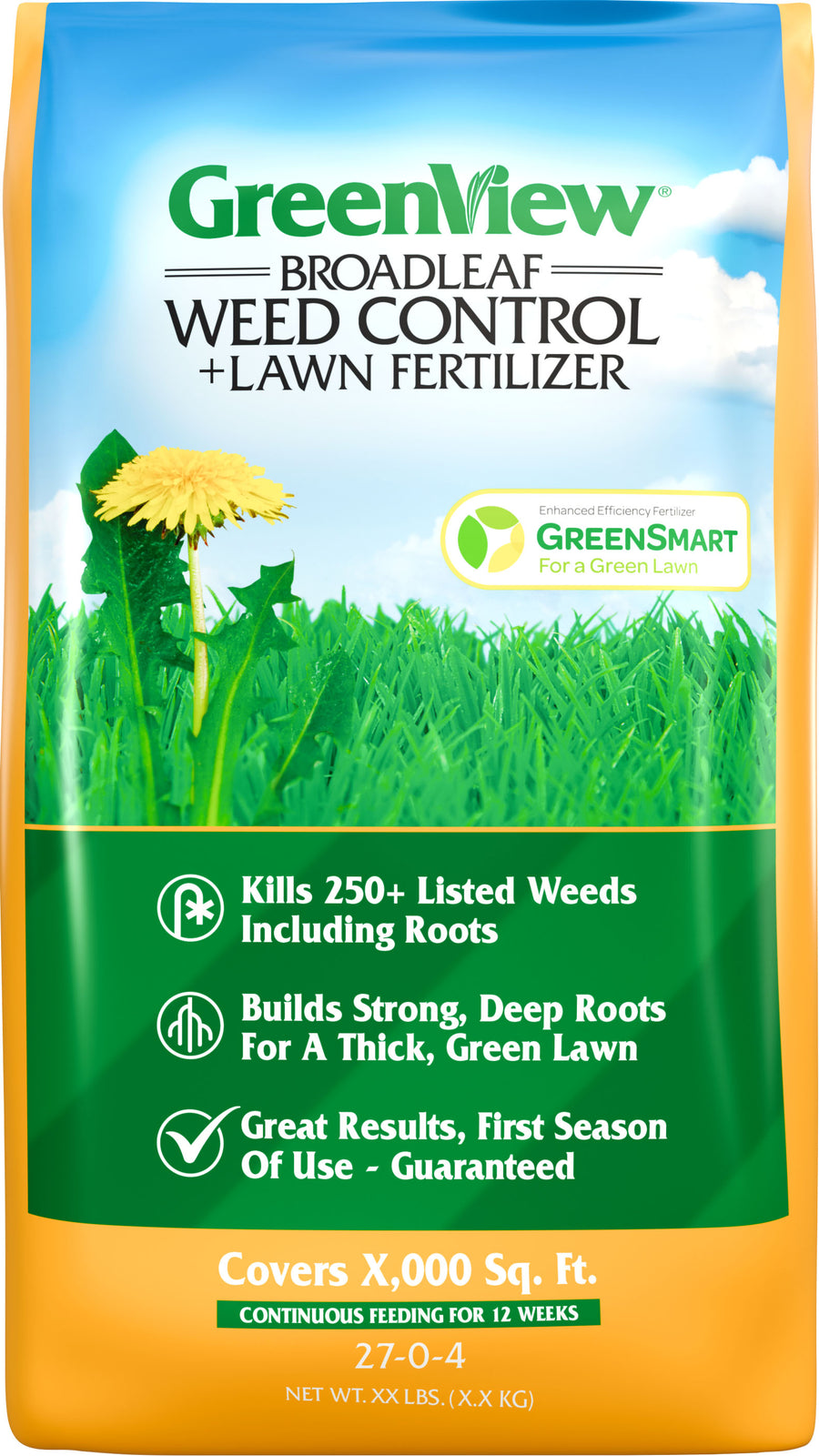 Greenview Broadleaf Weed Control +lawn Food 27-0-4, 15000 sq ft - Granular Fertilizer
