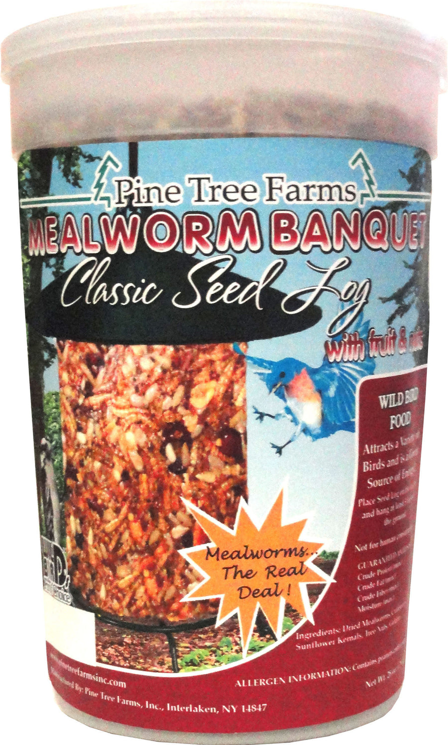 Pine Tree Farms Mealworm Banquet Classic Seed Log, 28 oz - Meal Worms