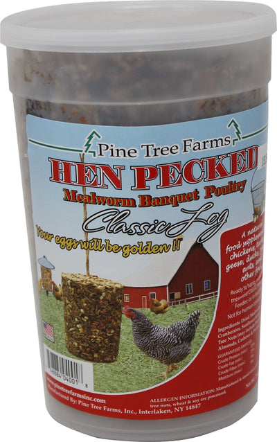 Pine Tree Farms Hen Pecked Mealworm Banquet Poultry Classic Log, 28 oz - Mealworms