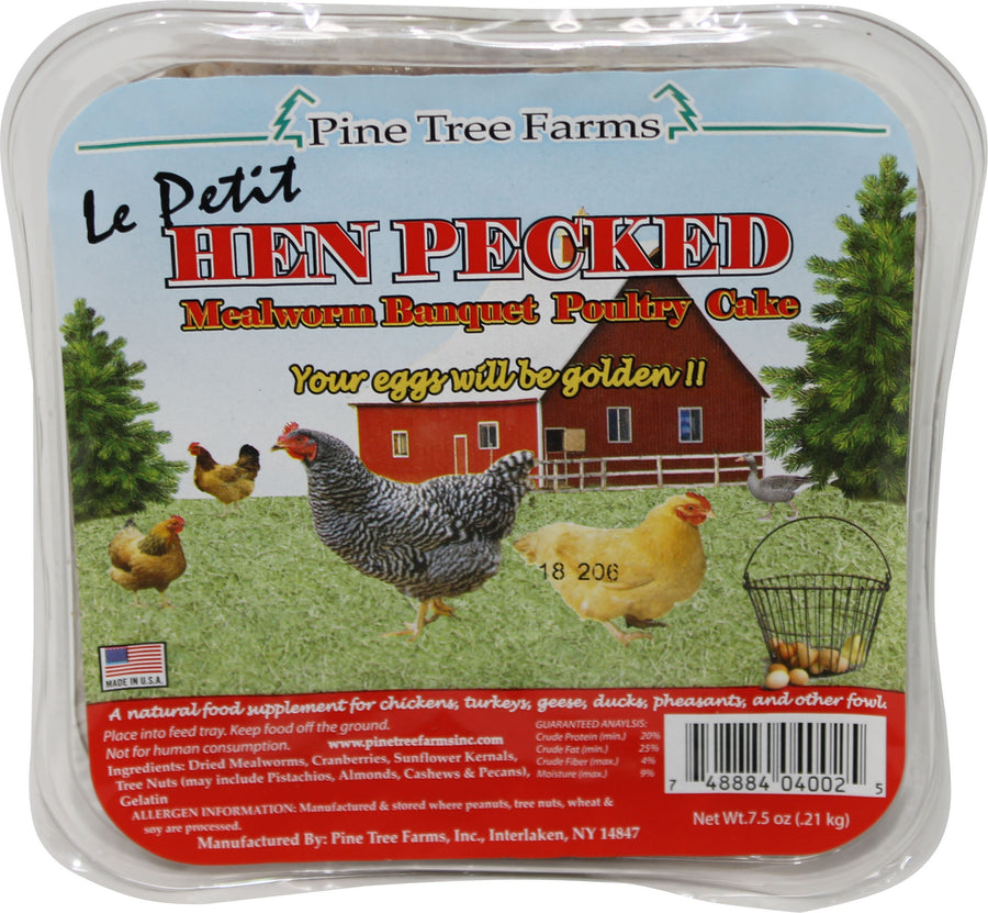 Pine Tree Farms Hen Pecked Le Petit Mealworm Banquet Poultry Cake, 7.5 oz - Mealworms
