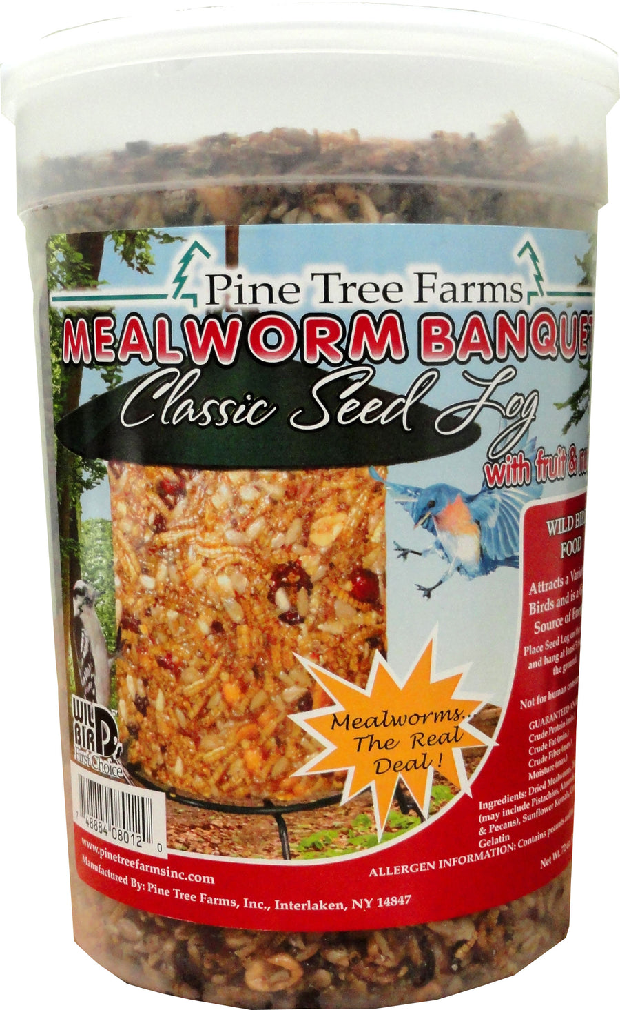 Pine Tree Farms Mealworm Banquet Classic Seed Log, 72 oz - Meal Worms