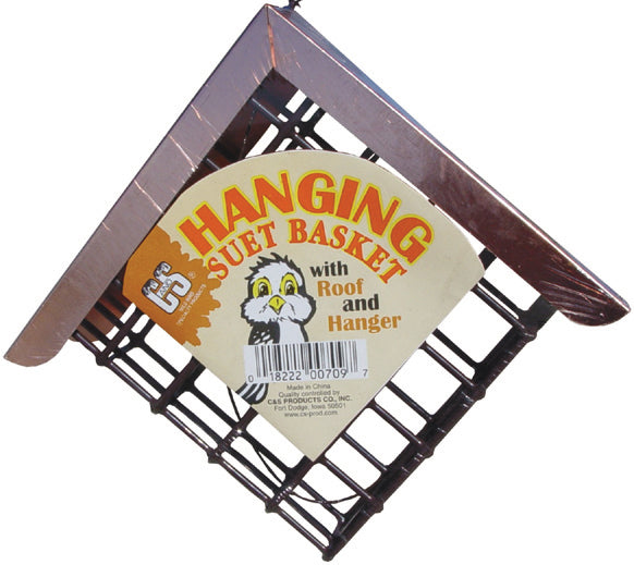 C&s Hanging Suet Basket W/Roof, Black/Copper, 2x8x7 in - Suet and Seed Cake Feeders