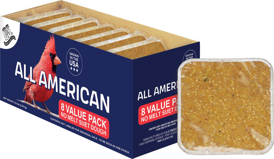 C&s All American No Melt Suet Dough, Corn/Peanut, 8 pk - Suet Cakes No Melt