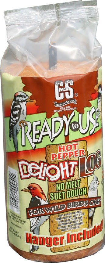 C&s RTU Delight No Melt Suet Log, Hot Pepper, 1 lb - Suet Plugs/Pellets/Nuggets