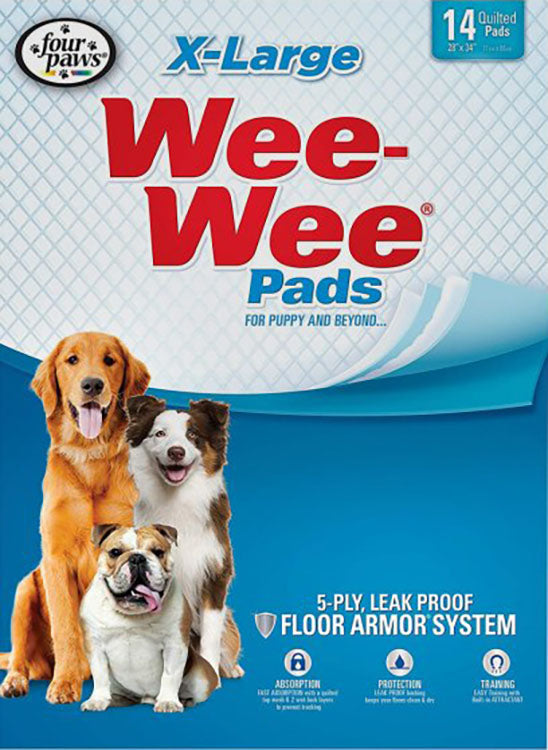 Four Paws Wee-Wee Pads with Barrier Edge XL, 28x34 in-14 pk - Training Pads