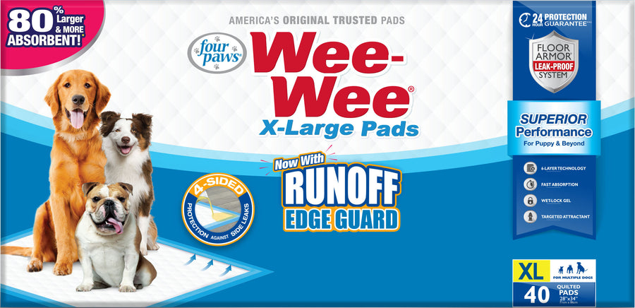 Four Paws Wee-Wee Pads with Barrier Edge Extra Large, 28x34 in-40 pk - Training Pads
