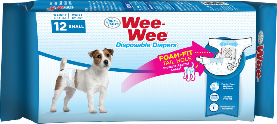 Four Paws Wee-Wee Disposable Diapers, sm-12 pk
