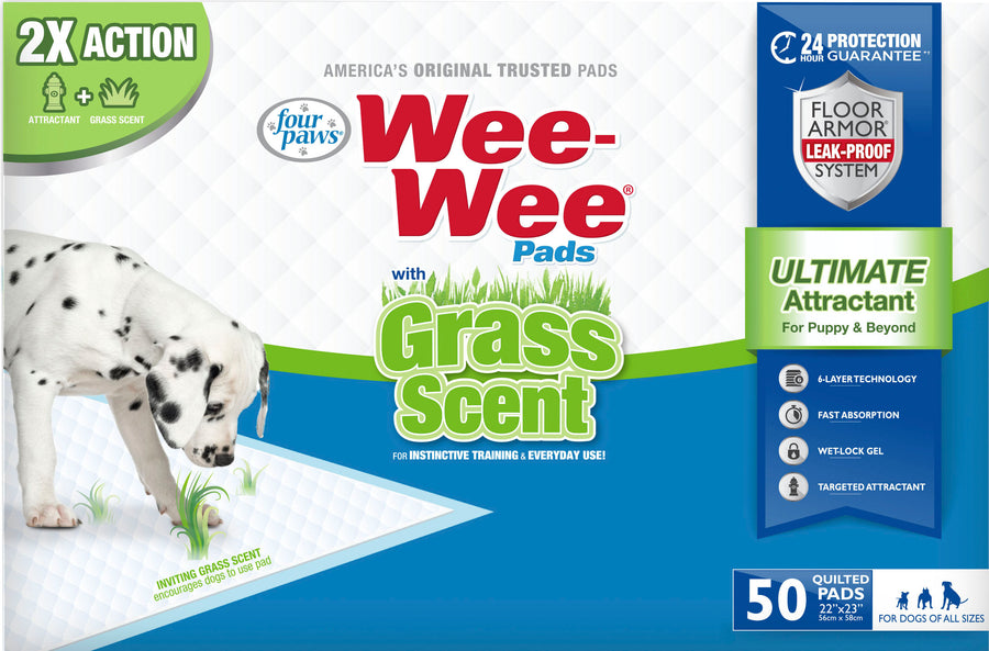 Four Paws Wee-Wee Pads W/Grass Scent, 22x23 in-50 pk - Training Pads
