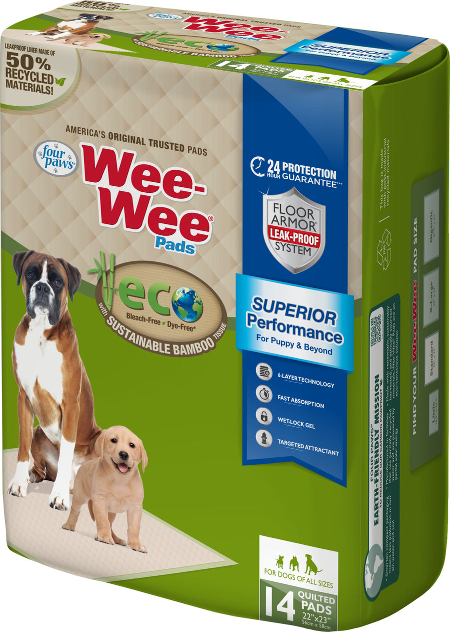 Four Paws Wee-Wee Eco Pads with Bamboo, 22x23 in-14 ct - Training Pads