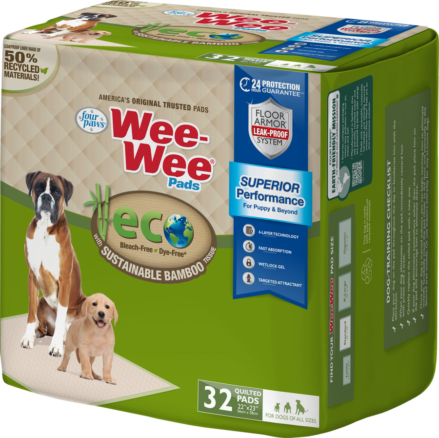 Four Paws Wee-Wee Eco Pads with Bamboo, 22x23 in-32 ct - Training Pads