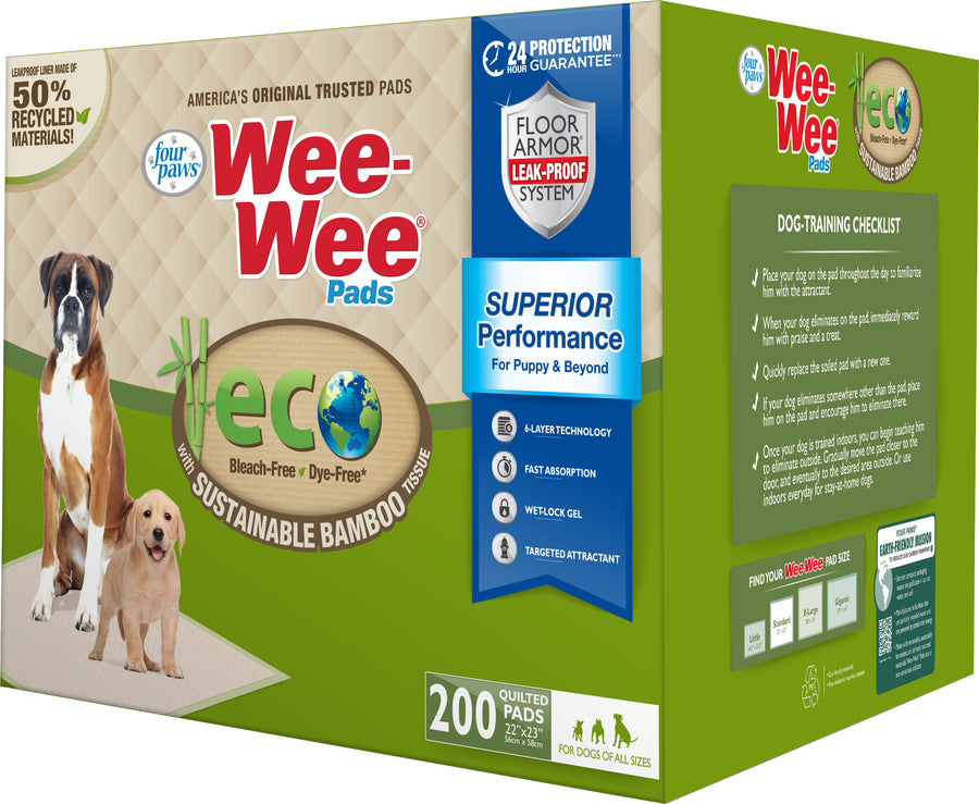 Four Paws Wee-Wee Eco Pads with Bamboo, 22x23 in-200 ct - Training Pads